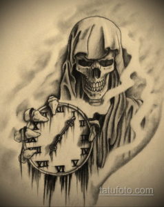 эскиз тату череп часы 17.09.2019 №011 - sketch tattoo skull watch - tatufoto.com