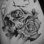 эскиз тату череп часы 17.09.2019 №014 - sketch tattoo skull watch - tatufoto.com