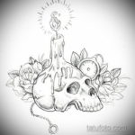 эскиз тату череп часы 17.09.2019 №016 - sketch tattoo skull watch - tatufoto.com