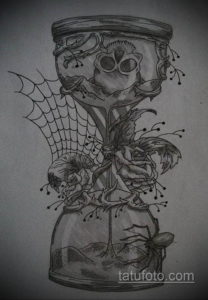 эскиз тату череп часы 17.09.2019 №018 - sketch tattoo skull watch - tatufoto.com