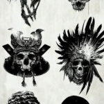 эскиз тату черные черепа 17.09.2019 №003 - black skull tattoo sketch - tatufoto.com