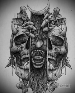 эскиз тату черные черепа 17.09.2019 №008 - black skull tattoo sketch - tatufoto.com