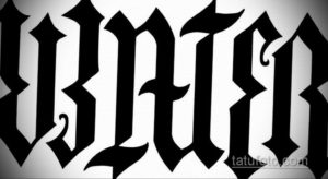 Черно-белый эскиз татуировки с крупной надписью 'INKED', выполненной в готическом стиле с острыми углами и заостренными буквами.