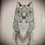 эскизы тату женские волк 14.09.2019 №006 - female wolf tattoo sketches - tatufoto.com