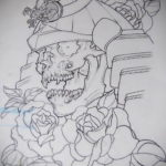 эскизы тату самурай череп 17.09.2019 №001 - Sketch Samurai Skull Tattoos - tatufoto.com