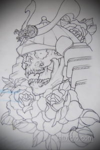 эскизы тату самурай череп 17.09.2019 №001 - Sketch Samurai Skull Tattoos - tatufoto.com