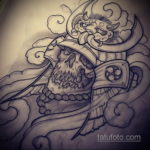 эскизы тату самурай череп 17.09.2019 №002 - Sketch Samurai Skull Tattoos - tatufoto.com
