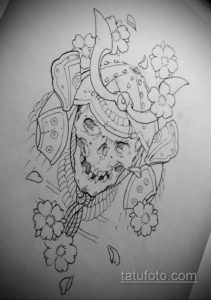 эскизы тату самурай череп 17.09.2019 №003 - Sketch Samurai Skull Tattoos - tatufoto.com