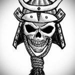 эскизы тату самурай череп 17.09.2019 №006 - Sketch Samurai Skull Tattoos - tatufoto.com