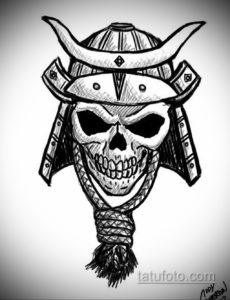 эскизы тату самурай череп 17.09.2019 №006 - Sketch Samurai Skull Tattoos - tatufoto.com