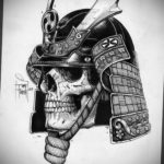 эскизы тату самурай череп 17.09.2019 №007 - Sketch Samurai Skull Tattoos - tatufoto.com