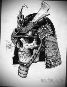 эскизы тату самурай череп 17.09.2019 №007 - Sketch Samurai Skull Tattoos - tatufoto.com