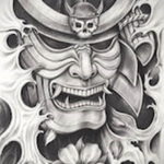 эскизы тату самурай череп 17.09.2019 №008 - Sketch Samurai Skull Tattoos - tatufoto.com