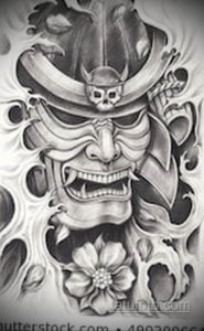 эскизы тату самурай череп 17.09.2019 №008 - Sketch Samurai Skull Tattoos - tatufoto.com