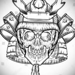 эскизы тату самурай череп 17.09.2019 №011 - Sketch Samurai Skull Tattoos - tatufoto.com