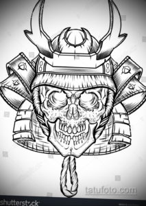 эскизы тату самурай череп 17.09.2019 №011 - Sketch Samurai Skull Tattoos - tatufoto.com