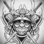 эскизы тату самурай череп 17.09.2019 №012 - Sketch Samurai Skull Tattoos - tatufoto.com