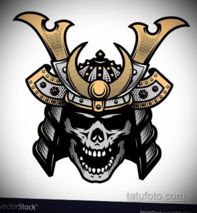 эскизы тату самурай череп 17.09.2019 №014 - Sketch Samurai Skull Tattoos - tatufoto.com