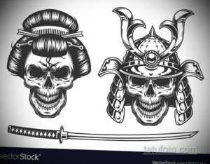 эскизы тату самурай череп 17.09.2019 №015 - Sketch Samurai Skull Tattoos - tatufoto.com