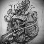 эскизы тату самурай череп 17.09.2019 №016 - Sketch Samurai Skull Tattoos - tatufoto.com