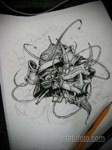 эскизы тату самурай череп 17.09.2019 №017 - Sketch Samurai Skull Tattoos - tatufoto.com