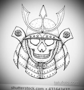 эскизы тату самурай череп 17.09.2019 №018 - Sketch Samurai Skull Tattoos - tatufoto.com