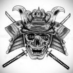 эскизы тату самурай череп 17.09.2019 №019 - Sketch Samurai Skull Tattoos - tatufoto.com