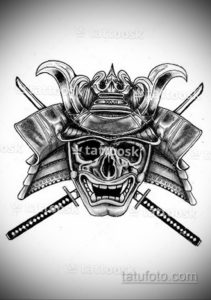 эскизы тату самурай череп 17.09.2019 №019 - Sketch Samurai Skull Tattoos - tatufoto.com