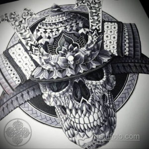 эскизы тату самурай череп 17.09.2019 №020 - Sketch Samurai Skull Tattoos - tatufoto.com
