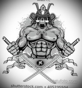 эскизы тату самурай череп 17.09.2019 №024 - Sketch Samurai Skull Tattoos - tatufoto.com