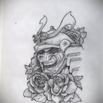 эскизы тату самурай череп 17.09.2019 №025 - Sketch Samurai Skull Tattoos - tatufoto.com