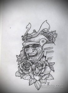 эскизы тату самурай череп 17.09.2019 №025 - Sketch Samurai Skull Tattoos - tatufoto.com