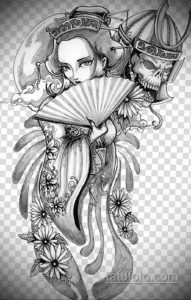 эскизы тату самурай череп 17.09.2019 №026 - Sketch Samurai Skull Tattoos - tatufoto.com
