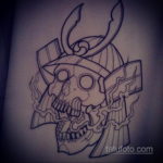 эскизы тату самурай череп 17.09.2019 №027 - Sketch Samurai Skull Tattoos - tatufoto.com