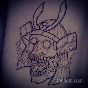 эскизы тату самурай череп 17.09.2019 №027 - Sketch Samurai Skull Tattoos - tatufoto.com