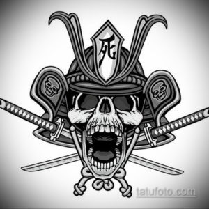 эскизы тату самурай череп 17.09.2019 №029 - Sketch Samurai Skull Tattoos - tatufoto.com