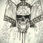 эскизы тату самурай череп 17.09.2019 №030 - Sketch Samurai Skull Tattoos - tatufoto.com