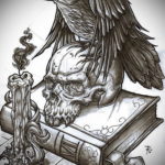 эскизы тату череп ворон 17.09.2019 №004 - Raven Skull Tattoo Sketches - tatufoto.com