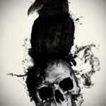 эскизы тату череп ворон 17.09.2019 №014 - Raven Skull Tattoo Sketches - tatufoto.com