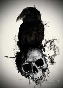 эскизы тату череп ворон 17.09.2019 №014 - Raven Skull Tattoo Sketches - tatufoto.com