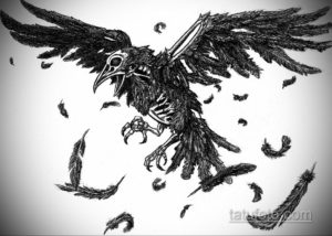эскизы тату череп ворон 17.09.2019 №016 - Raven Skull Tattoo Sketches - tatufoto.com