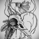 эскизы тату череп ворон 17.09.2019 №024 - Raven Skull Tattoo Sketches - tatufoto.com