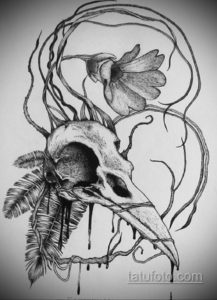 эскизы тату череп ворон 17.09.2019 №024 - Raven Skull Tattoo Sketches - tatufoto.com