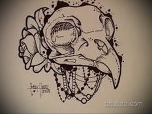 эскизы тату череп ворон 17.09.2019 №032 - Raven Skull Tattoo Sketches - tatufoto.com