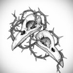 эскизы тату череп ворон 17.09.2019 №034 - Raven Skull Tattoo Sketches - tatufoto.com