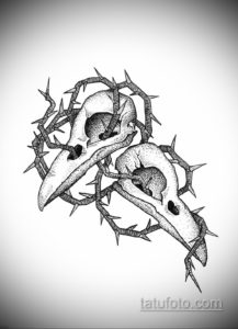 эскизы тату череп ворон 17.09.2019 №034 - Raven Skull Tattoo Sketches - tatufoto.com