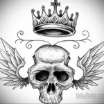 эскизы тату череп с короной 17.09.2019 №004 - Skull tattoo designs with crow - tatufoto.com