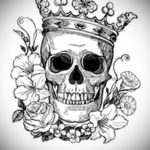 эскизы тату череп с короной 17.09.2019 №005 - Skull tattoo designs with crow - tatufoto.com