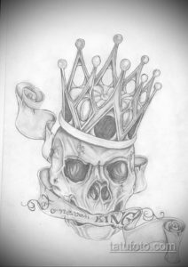 эскизы тату череп с короной 17.09.2019 №009 - Skull tattoo designs with crow - tatufoto.com