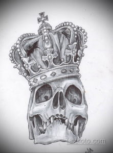 эскизы тату череп с короной 17.09.2019 №015 - Skull tattoo designs with crow - tatufoto.com